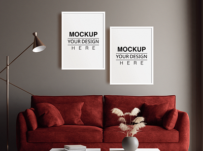 Two Wall Art Mockup, Poster Frames design graphic design interior mockup photo mockup poster frame mockup