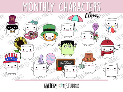 Marshmallow Characters design illustration