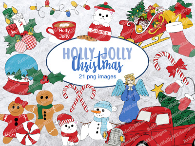 Holly Jolly Christmas Clipart Collection design illustration