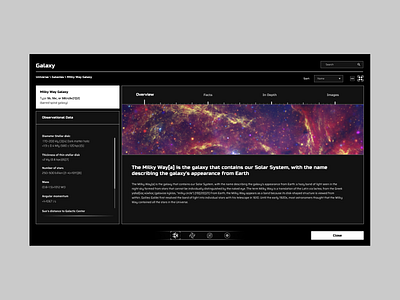 Interactive web space encyclopedia app black clean color cosmic dark education galaxy platform space spacex stars starwars ui ux web website white