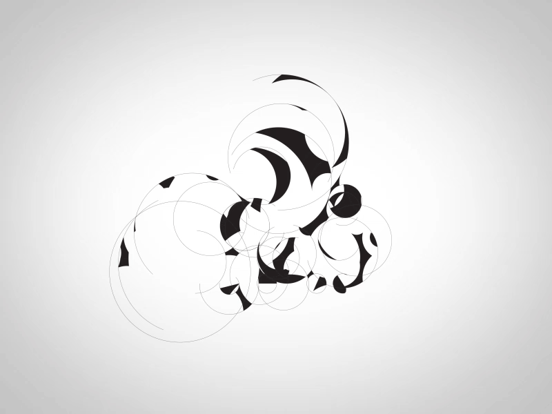 K9 Animation abstract animal animation black circles construct dog greyscale white