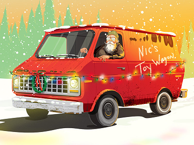Slay Ride branding christmas creepy holiday illustration santa slay ride sleigh ride van
