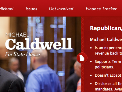 Caldwell for House Feature Article Header caldwell interface design political campaign politics