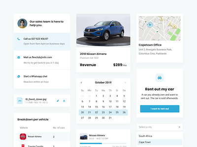 Flexclub - Dashboard Components car components dashboard dashboard ui dashboard ux marketplace rental stats styleguide uber vehicle