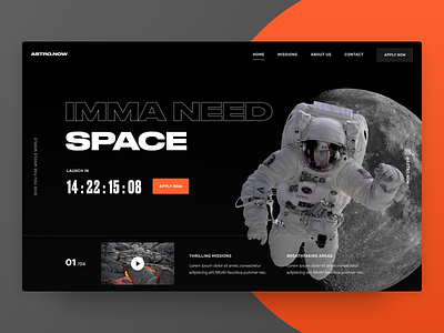 Hero Experiments - Space 🚀 astronaut concept countdown experiment explore header hero mars moon nasa space ui webdesign