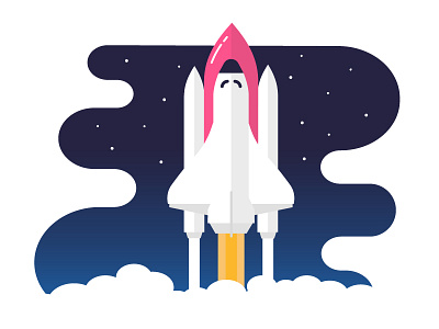 Hello Dribbble ! 🚀 debut hello illustration rocket ship shuttle space