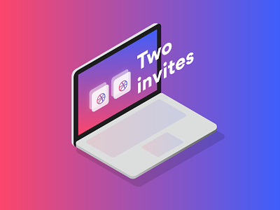 +2 Dribble Invites 🤙🏼 deux draft dribbble invitations invite isometric laptop macbook two