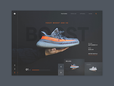 Yeezy Boost Beluga - Landing Page boost design product shoe shopping ui webdesign yeezy