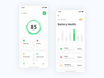 Mobile tools for security app card data green histogram refreshing tools ui