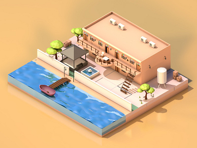 Pisso Ecological Accommodation Low Poly 🐬 3ddesign blender c4d lowpoly lowpoly3d lowpolydesign