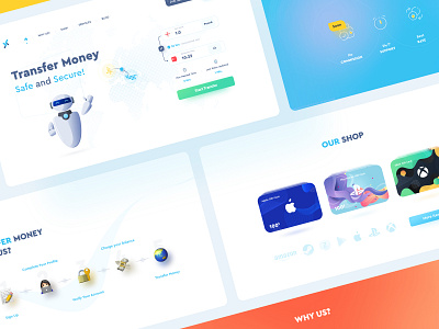 Transfer Money Landing Page card cart coin finance fintech giftcard landing landingpage lightui modern design money money transfer product product design ui uidesign userinterface ux webdesign