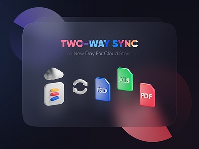Two-Way Sync 3d cloud 3d icon 3d ui blender cloud dark doc icon illustration landing page pdf render sync ui