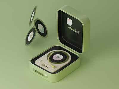 3D Retro Turntable 3d blender cinema 4d classic cycle device disk green icon illustration music music player old recorder render retro turntable vintage voice
