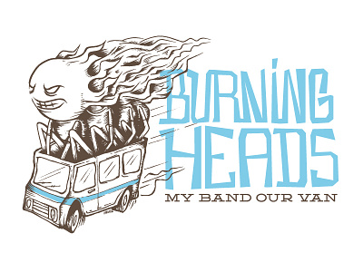 Burning Heads band fan french hardcore illustration punkrock screenprint silkscreen skate totebag