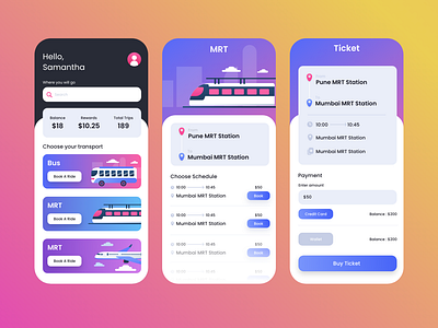 "Public Transport Booking App" UI Concept