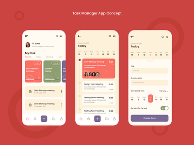 Daily Task Manager App Concept animation app design flat minimal mobile ui ux web website