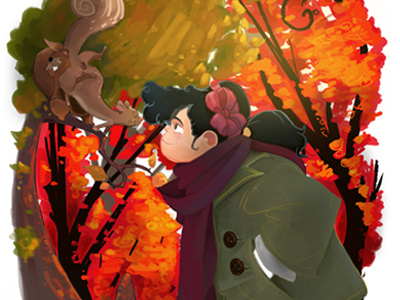 autumn walk illustration