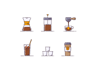 Coffee brewing icons coffee icons