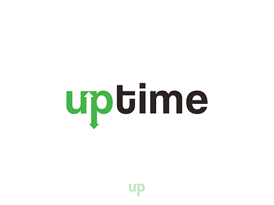 uptime Logo arrow clear down green logo move negativespace time up