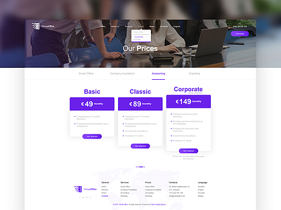 Virtual Office Prices clean freelance modern office page prices project ui ux virtual webdesign white