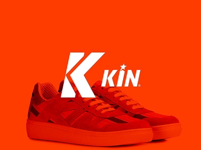 Kin Shoes branding clean logo orange shoes star white