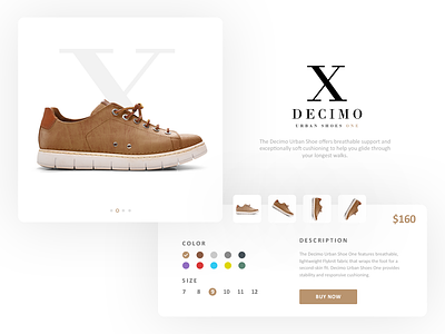 Decimo Urban Shoes clean design modern product page shoes webdesign white x