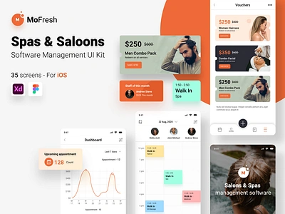 Software Management UI Kit for all Spas & Saloons application apps design interaction mamagement mobile saloons screen spase ui