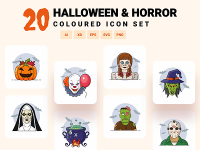 Halloween & horror character icon set