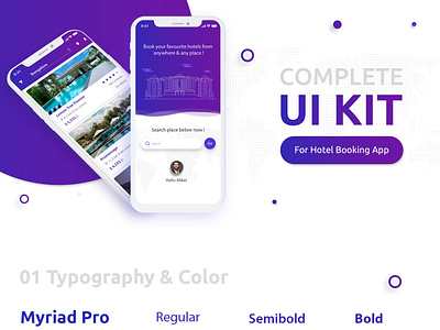 Complete UI kit for Hotel Booking app