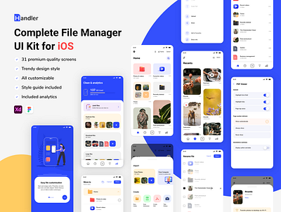 Handler - File Manage UI Kit for iOS app kit application apps file management file manager file organiser files and folders management app mobile ui