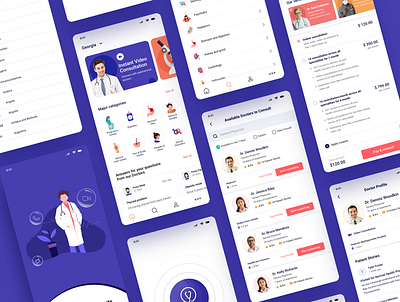 Online doctor consulting app - UI Kit appointment doctor appointment doctor consulting hospital medical app mobile app online consulting practice ui ux