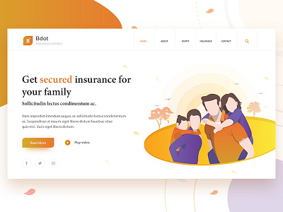 Insurance landing page banner design family hero image insurance life website