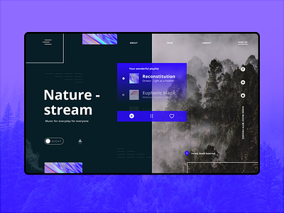 Music Player Desktop App (Night) app branding design typography ui web