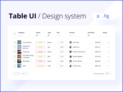 (Free) Table UI / Design System app design figma system table table ui ui vector web