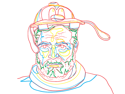 Ernest Hemingway in a Goofy Hat - line preview illustration preview work in progress