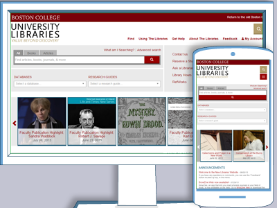 Boston College University Libraries v2.0 college library mobile resdesign responsive website