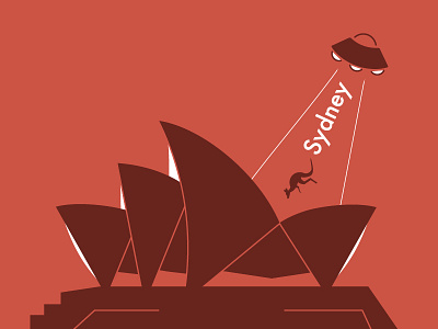 Visit Sydney app design illustration ixdbelfast kangaroo opera house sydney travel ufo vector