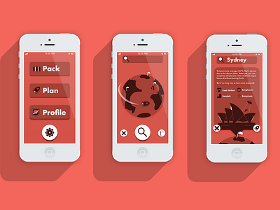 Pack-Naut Travel App app design illustration interface ixdbelfast mockup travel ui ux vector