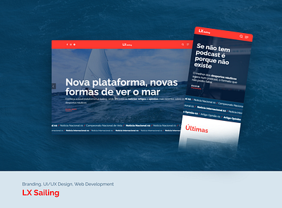 LX Sailing website blog blue branding logo nautical ocean red sailing ui wave website