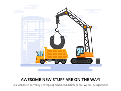 Maintenance app building bulldozer construction crane illustration maintenance page tools upgrade