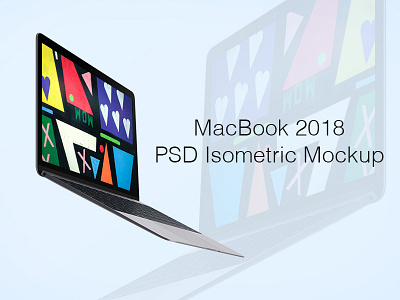 Macbook 2018 PSD Isometric Mockup apple isometric macbook mockup psd template