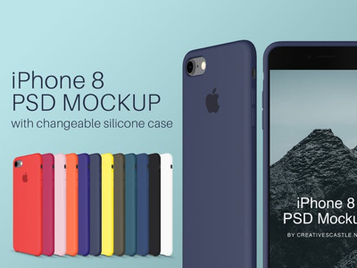 iPhone 8 PSD Mockup with Silicone Case apple case cover iphone iphone 8 mobile mockup phone presentation psd silicone