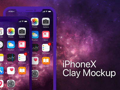 iPhone X Clay Frontal PSD Mockup apple clay front ios iphone iphone x mobile mockup psd