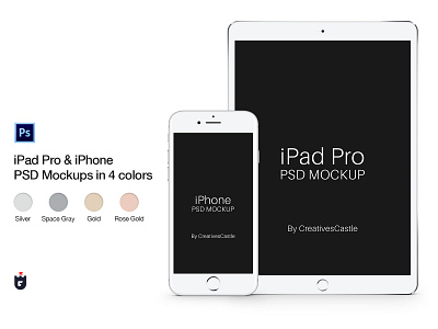 iPhone & iPad Pro PSD Mockups in 4 Colors