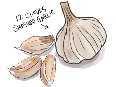 Garlic cooking food illustration