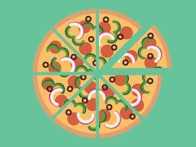 Supreme Pizza flat flat design food graphic illustration illustrator meat pizza vector veggies