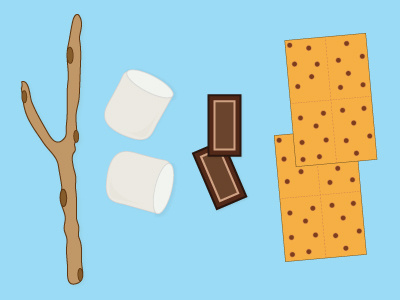 S'mores chocolate food graphic icon illustration illustrator smores twig vector