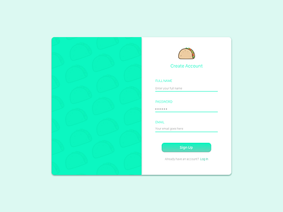 Daily UI :: 001 :: Sign Up app challenge daily ui daily ui challenge illustration sign up sketch taco ui vector web