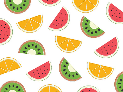 Fruit Slices fruit fruit slices graphic icon illustration illustrator kiwi orange pattern summer vector watermelon