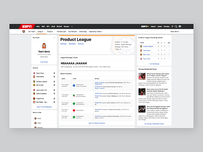 ESPN Fantasy Basketball Web Redesign basketball design espn ui ux web web design